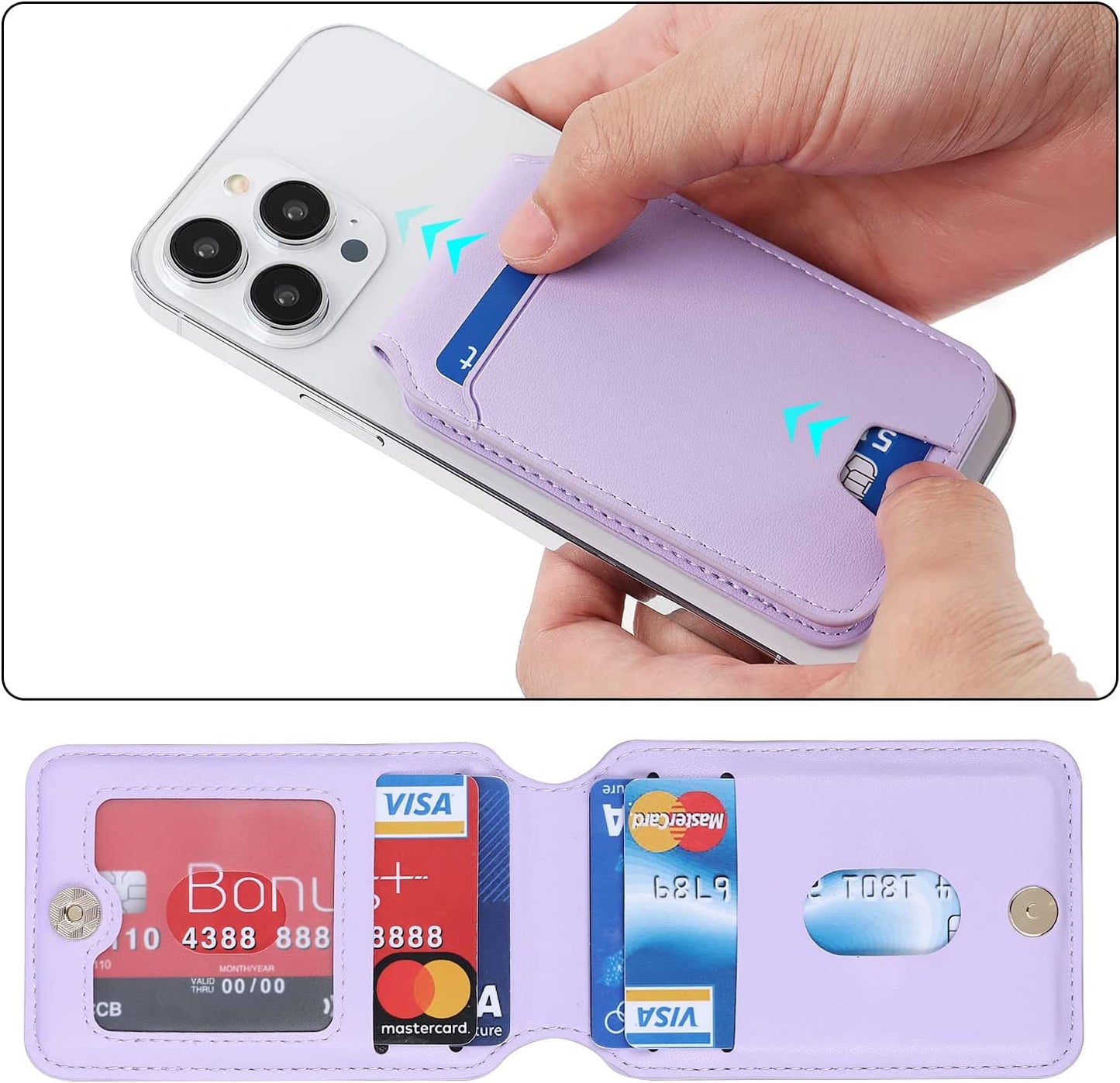Cavor for Apple Wallet Magsafe Magnetic Phone Magsafe Wallet 14 Pro Max/14 Pro/14/14 Plus/13/12 Magsafe Card Holder,Phone Mag Safe Wallet as Credit for Iphone 14/13/12 Mini Series,Purple  Cavor   