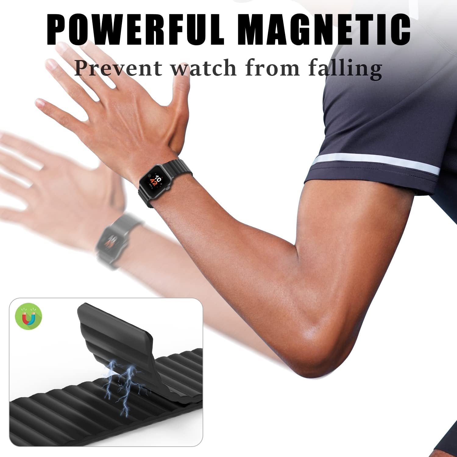 ALTOUMAN Compatible with Apple Watch Band 38Mm 40Mm 41Mm 42Mm 44Mm 45Mm, Compatible for Iwatch Series 7/6/5/4/3/2/1/SE, Magnetic Bands Compatible for Apple Watch Bands for Women Men, Black  ALTOUMAN   