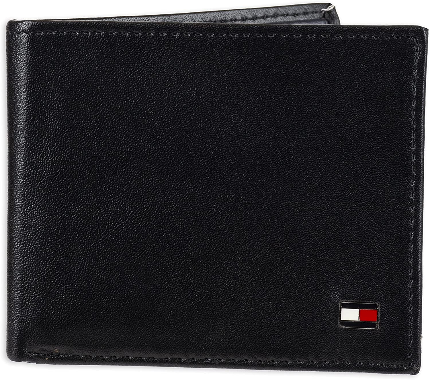 Tommy Hilfiger Men'S Slim Extra Capacity Bifold Wallet with Multiple Card Slots  Tommy Hilfiger Men's Accessories Dark Black One Size 