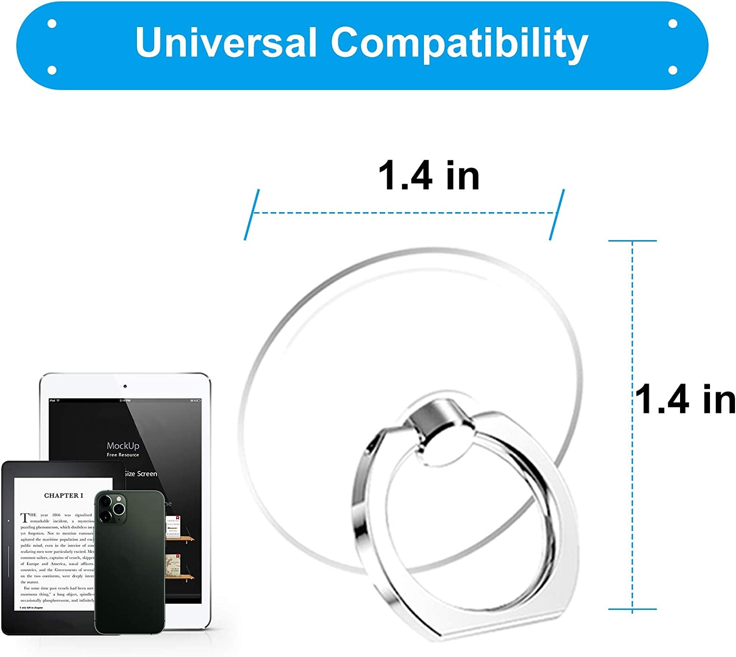 Jsoerpay Cell Phone Ring Holder, Transparent Ring Holder 360°Rotation Finger Ring Stand, Clear Cell Phone Kickstand Compatible with Most of Phones, Tablet and Case, (2Silver+1Black+1Rose Gold)  Silitraw   