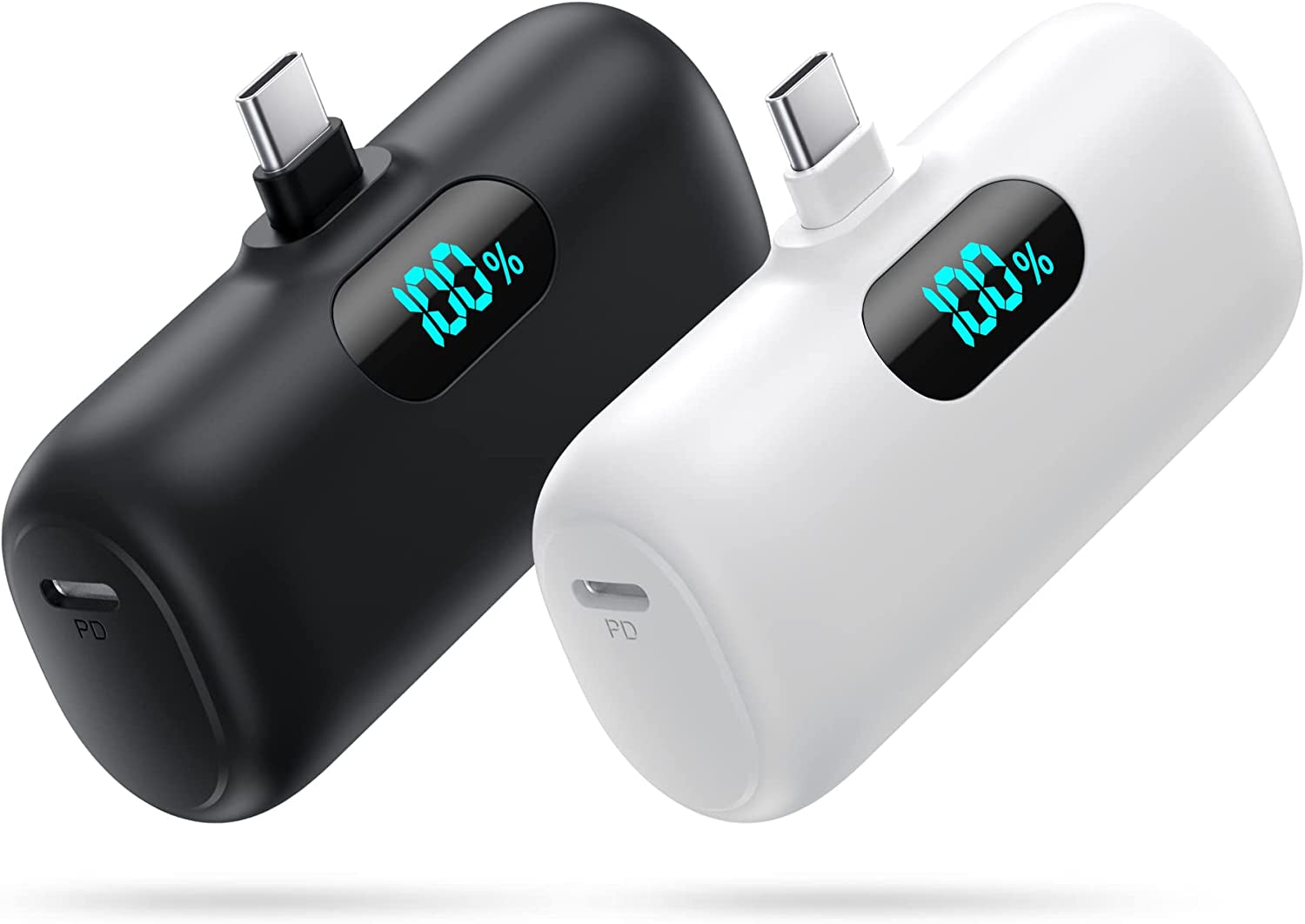 [2-Pack] Mini Portable Charger 5000Mah Power Bank, 3A PD USB C Cell Phone Portable Power, LCD Display Battery Pack Compatible with Android Phone/Samsung Galaxy S22,S21/Note/Moto/Lg/Pixel /Nexus Ect  Dongguan Yuanhaoxun Technology Co.,Ltd.   