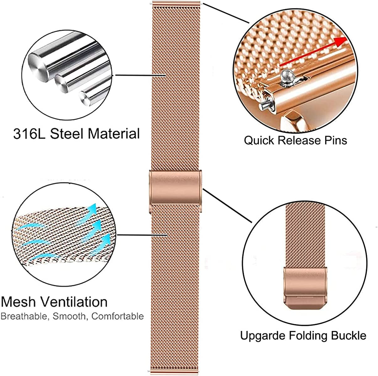 Krudary Bands Compatible with Garmin Venu/Venu SQ, Mesh Woven Stainless Steel Watch Band Metal Bracelet for Garmin Vivoactive 3, Vivomove 3/Style/Luxe  Krudary   