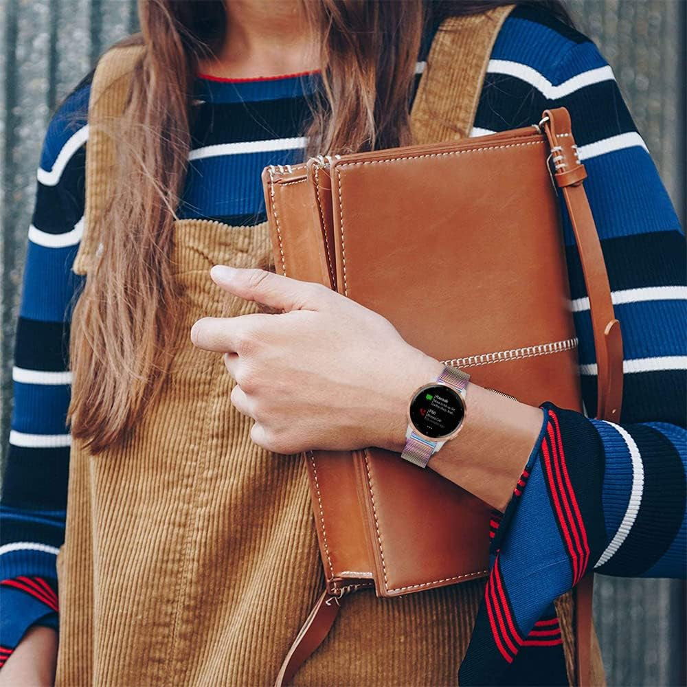 WIGERLON Compatible with Garmin Vivoactive 4S Bands 40Mm,Vivomove 3S Band 39Mm,Garmin Venu 2S Bands Fits 18Mm Watch Lugs,Stainless Steel Mesh Milanese Bands for Fossil Venture Gen 4 Hr/Gen 3,Women'S Gen 5E 42Mm  WIGERLON   