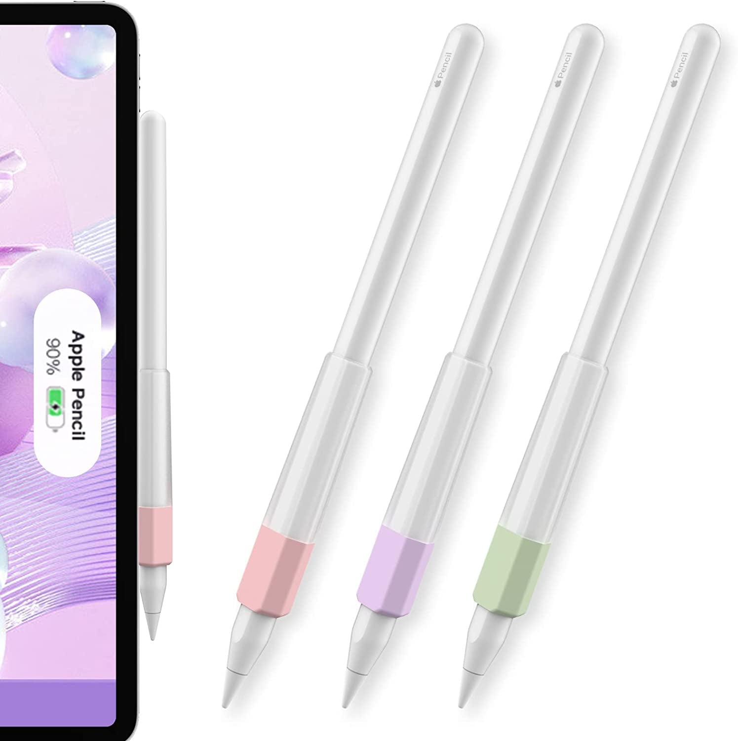 Ahastyle 3 Pack Cap Replacement Holder with Anti-Lost Strap Silicone Protective Cap Cover for Apple Pencil 1St Generation(White, Pink, Avocado Green)  AHASTYLE Jelly Pink+Jelly Purple+Jelly Green Apple Pencil Grip 
