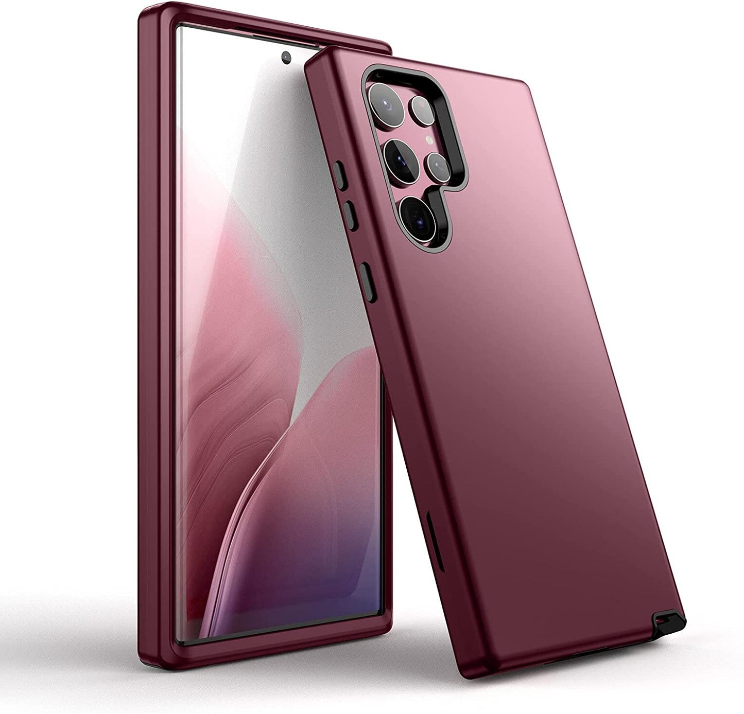 Welovecase for Samsung Galaxy S22 Ultra 5G Case, Cover 3 in 1 Full Body Heavy Duty Protection Hybrid Shockproof TPU Bumper Three Layer Protective Case for Samsung Galaxy S22 Ultra 6.8 Inch, Burgundy  WeLoveCase   