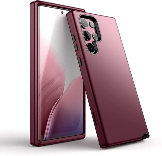 Welovecase for Samsung Galaxy S22 Ultra 5G Case, Cover 3 in 1 Full Body Heavy Duty Protection Hybrid Shockproof TPU Bumper Three Layer Protective Case for Samsung Galaxy S22 Ultra 6.8 Inch, Burgundy  WeLoveCase   