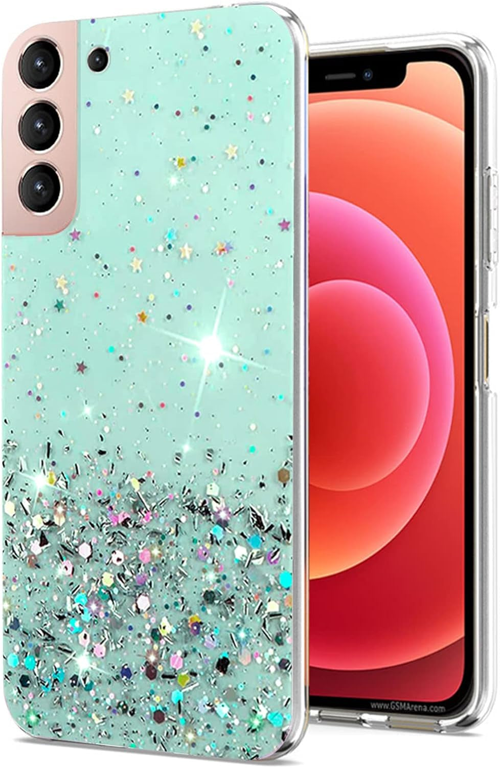 Phone Case for Samsung Galaxy S22 plus 5G Purple, Bling Bling Samsung S22 plus Case Glitter, Samsung Galaxy S22 plus Case Clear Silicone Anti-Scratch (Samsung S22 plus 5G, Pink)  Generic Green Samsung S22 Plus 5G 