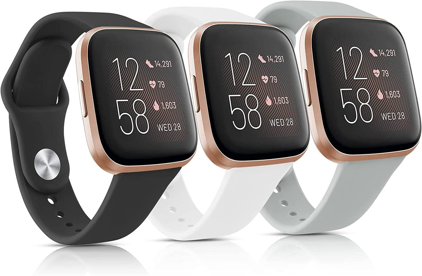 3 Pack Silicone Bands Compatible with Fitbit Versa 2 Bands for Women Men, Soft Breathable Sport Replacement Wristbands for Fitbit Versa 2 / Fitbit Versa/Versa Lite/Versa SE  Vancle Black/White/Grey  