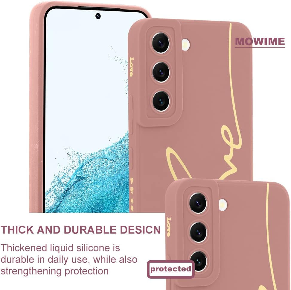 MOWIME for Samsung Galaxy S22 plus Case, Back Cute Plating Love Letter Graphic with Anti-Fall Lens Cameras Cover Protection Soft TPU Shockproof Anti-Fingerprint Phone Cases for Women Girls Men-Pink  MOWIME   
