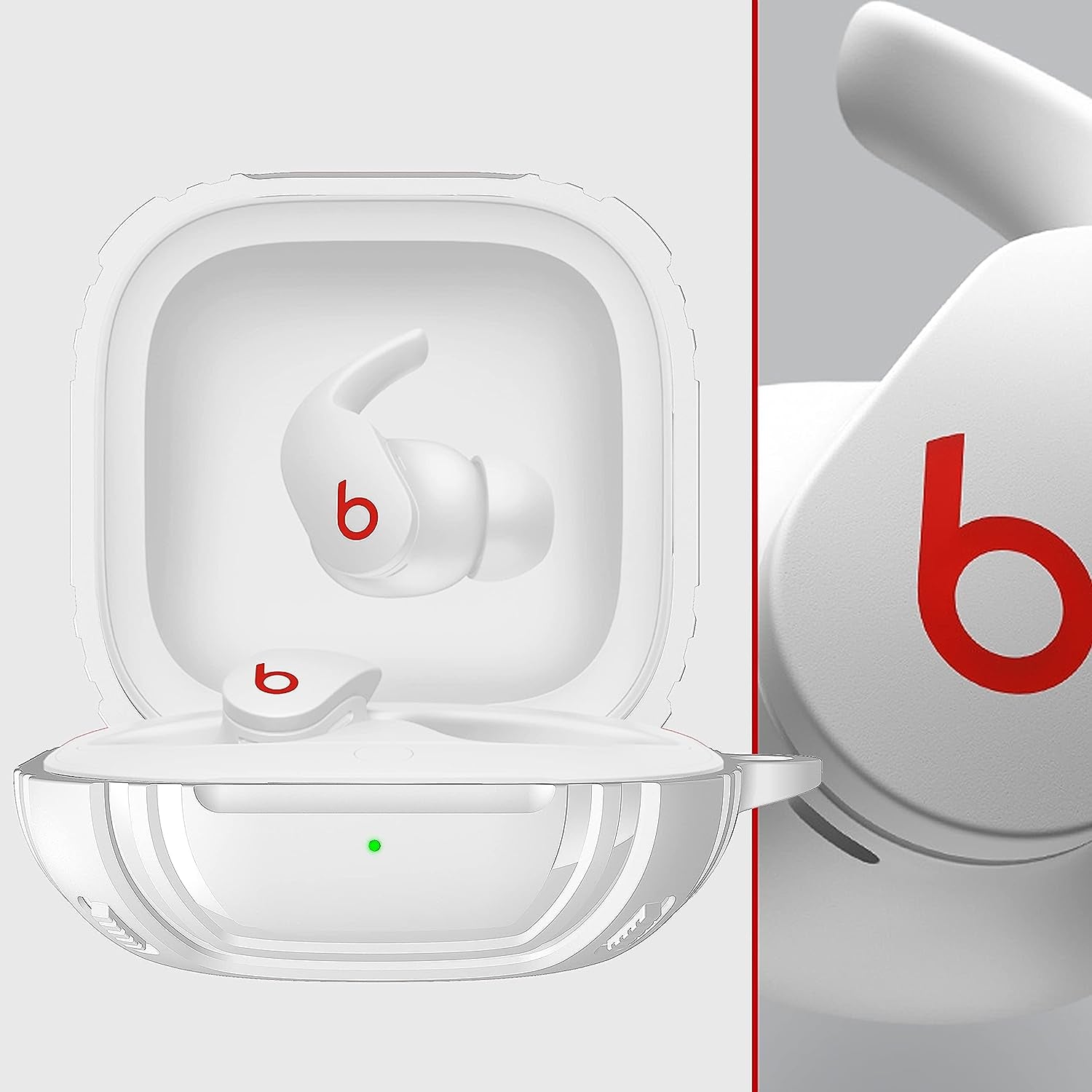 Valkit Compatible Beats Fit Pro Case Cover, Full Body Shockproof Military Shell Cool Protective Cover Skin with Keychain Men Women for New Beats Fit Pro Earbuds 2021, White  VKT   