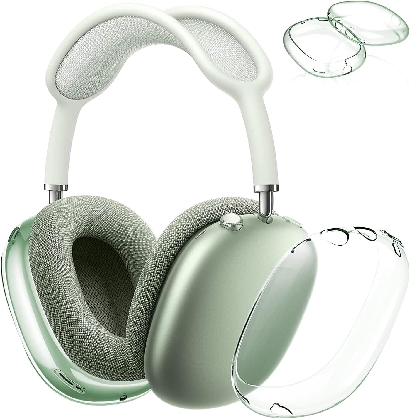 Valkit Compatible with Airpods Max Case Cover, Clear Soft TPU Protective Headphones Cover Headset Shockproof Full Case for Airpods Max -Transparent  VKT Clear Green  