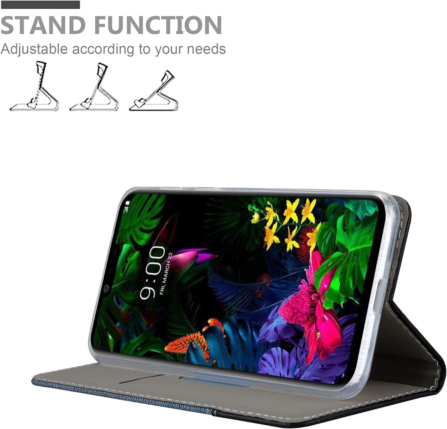 Cadorabo Book Case Compatible with LG G8 in Dark Blue Black - with Magnetic Closure, Stand Function and Card Slot - Wallet Etui Cover Pouch PU Leather Flip  Cadorabo   