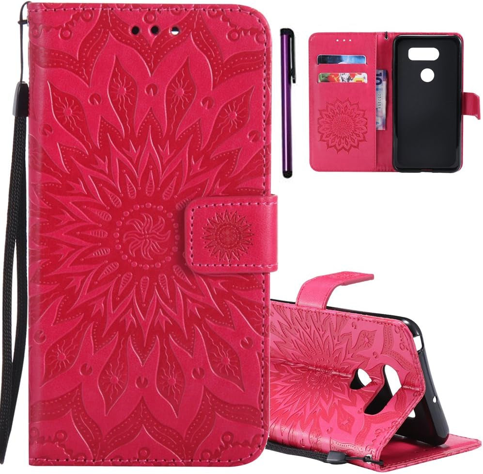 ISADENSER LG V30 Case LG V30S Case Sunflower Series as Case with Shockproof Kickstand Credit Card Holder Flip Magnetic Closure Protection Wallet Leather PU Case Cover for LG V30 plus Green Sunflower  ISADENSER A] Kt-Sunflower Leather-1  