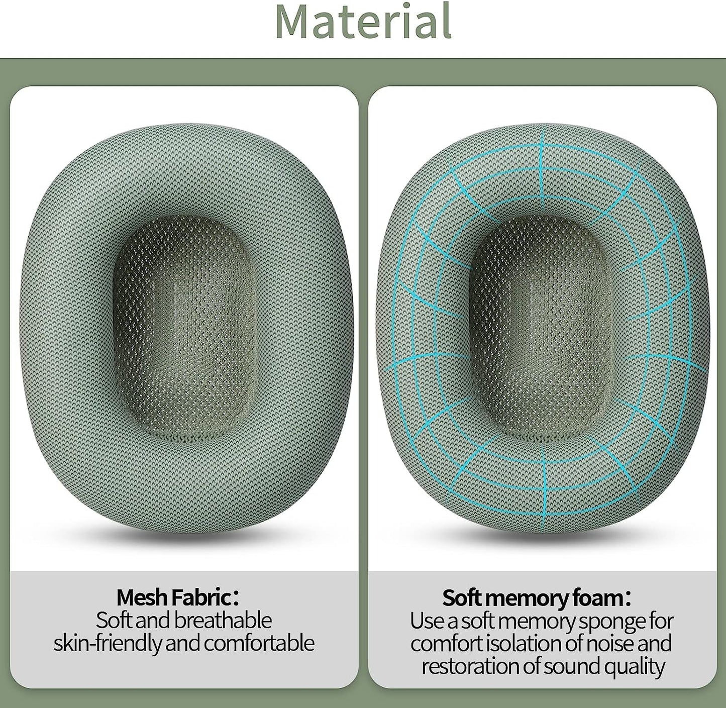 JHK for Airpods Max Ear Cushions Replacement Ear Pad Covers Airpod Pro Max Ear Cushions, Replacement Cat Ears Silicone Headband Airpod Max Accessories Gift: a Pair of Dustproof Knitted Covers (Green)  JHK   