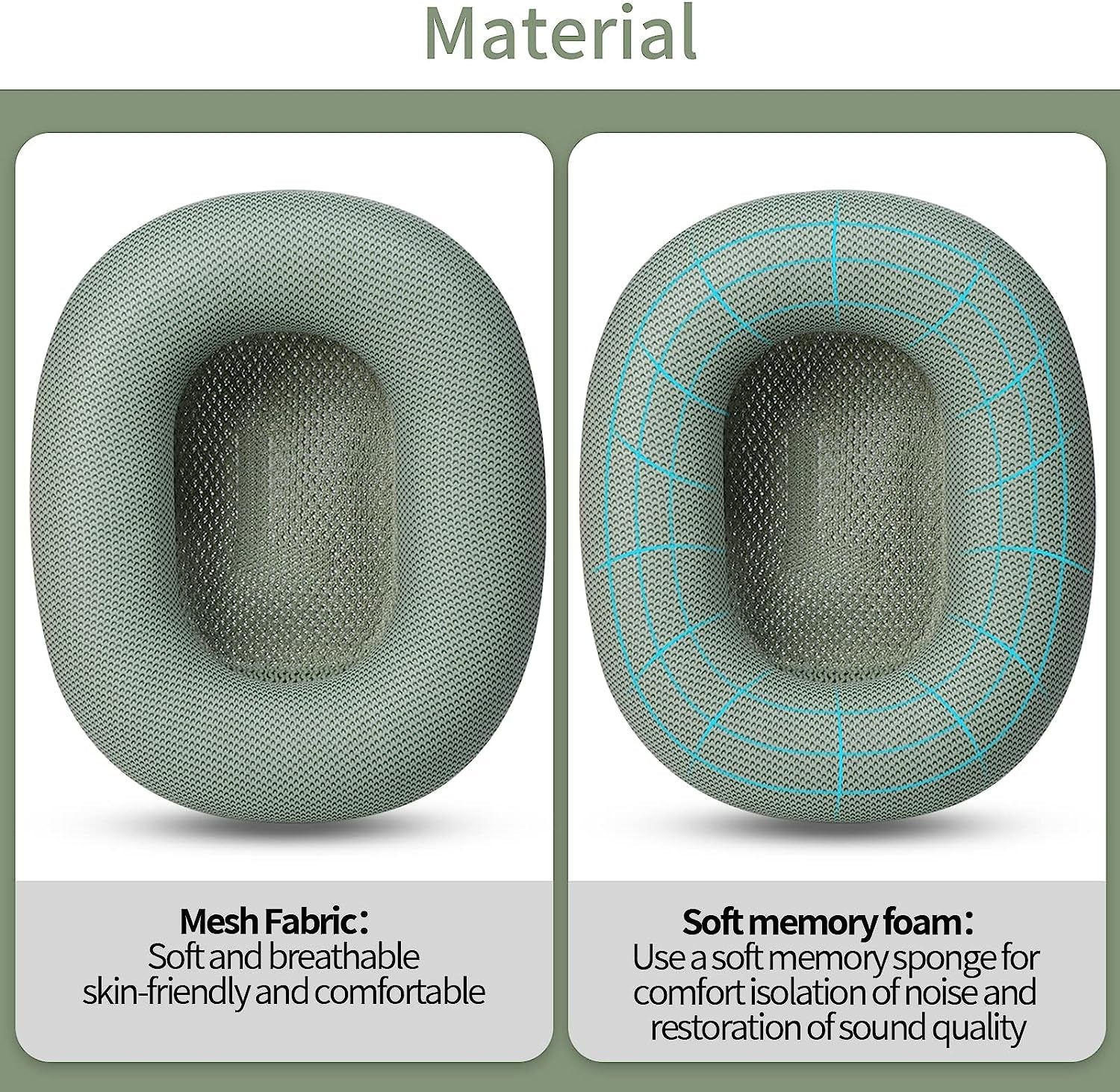 JHK for Airpods Max Ear Cushions Replacement Ear Pad Covers Airpod Pro Max Ear Cushions, Replacement Cat Ears Silicone Headband Airpod Max Accessories Gift: a Pair of Dustproof Knitted Covers (Green)  JHK   