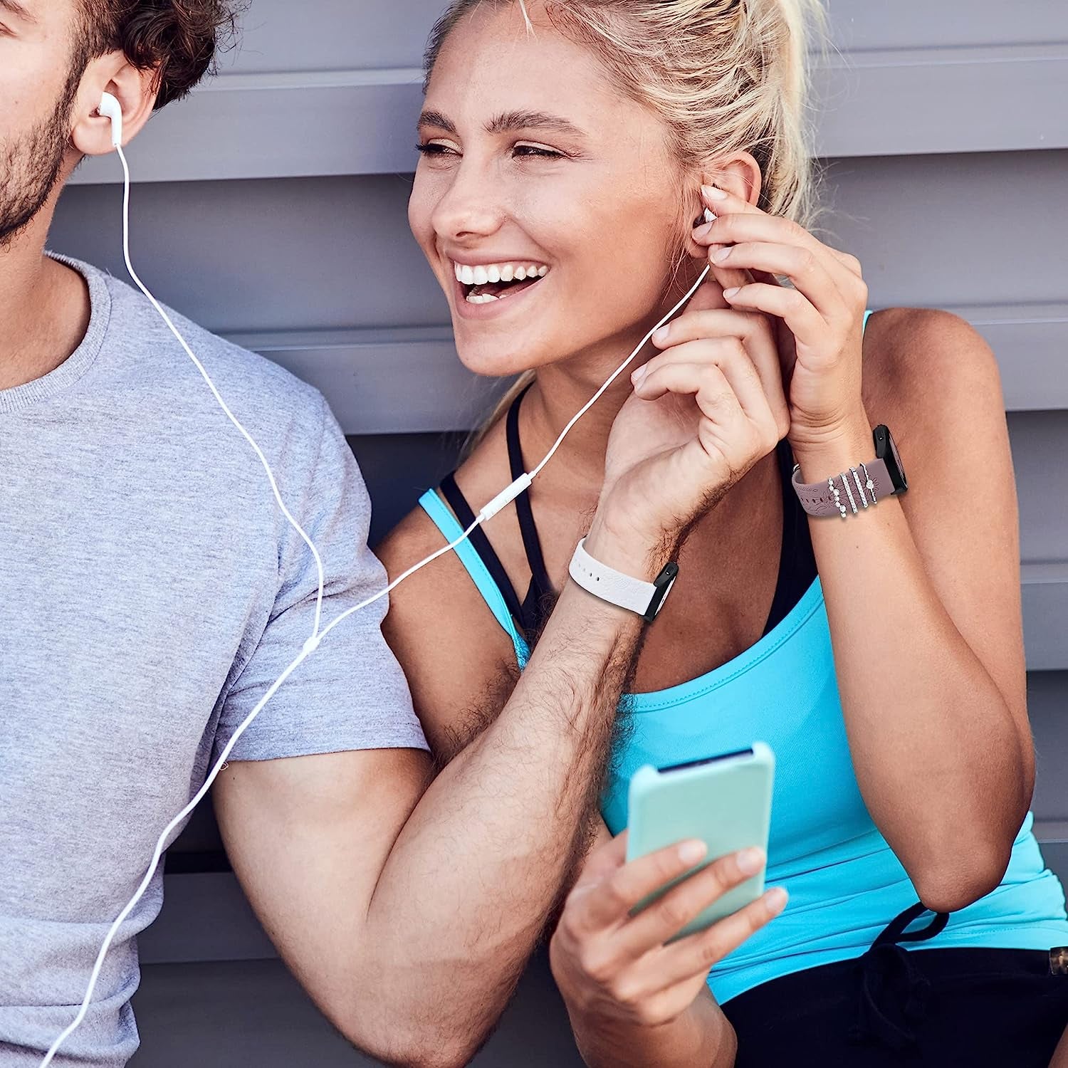 6 Pack Bands for Samsung Galaxy Watch 5 & 4 Band with 4 Charms, YOPICKERN 20Mm Women Floral Engraved Silicone Strap with Decorative Rings Loops for Active 2/Watch 5 Pro/Watch 4 Classic 46Mm 42Mm/Watch 3 41Mm  YOPICKERN   