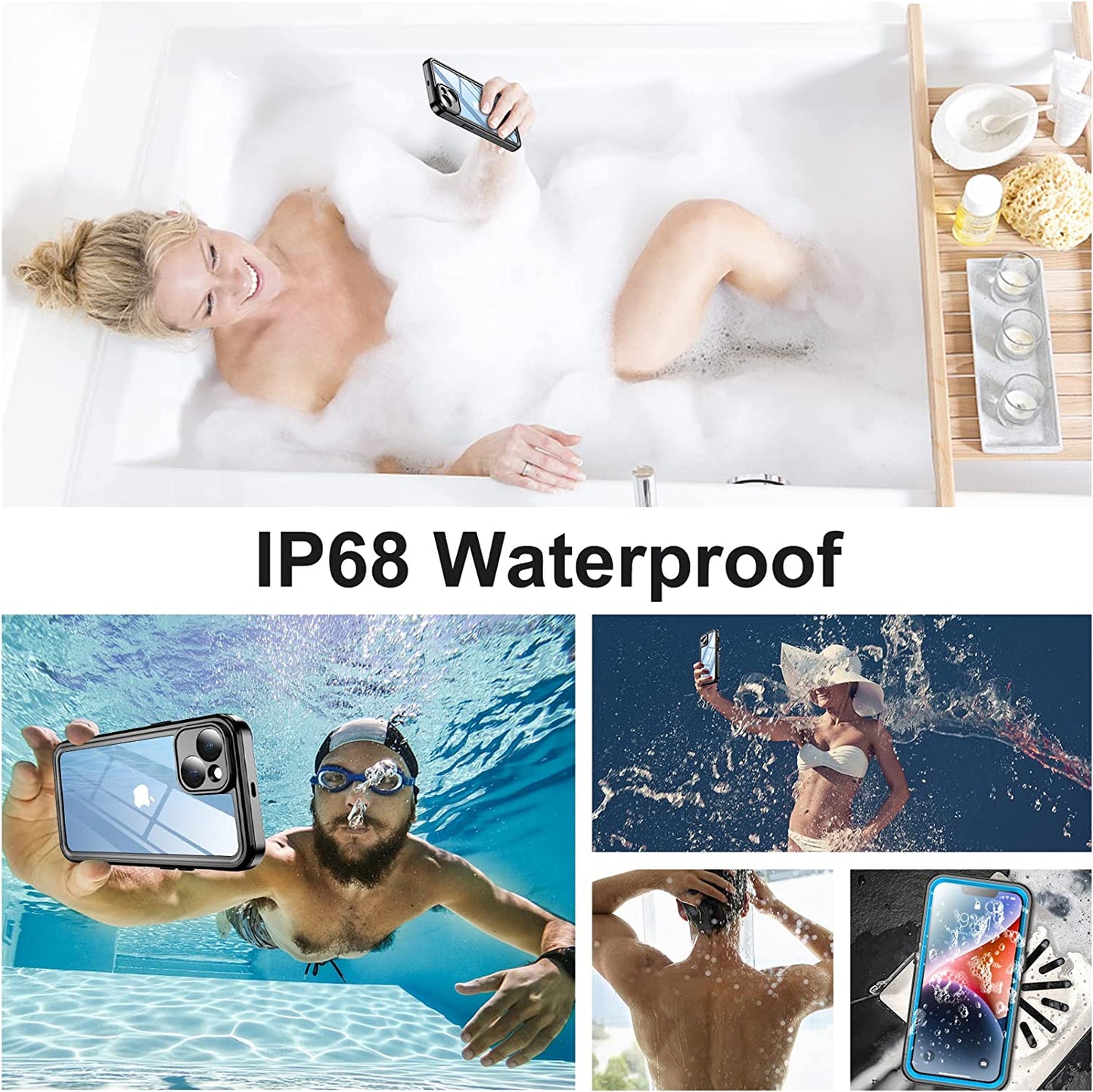 Temdan [Real 360] for Iphone 14 Case Waterproof, Built-In 9H Tempered Glass Camera Lens & Screen Protection [14FT Military Dropproof][Full-Body Shockproof][Dustproof][Ip68 Underwater] Phone Case  Temdan   