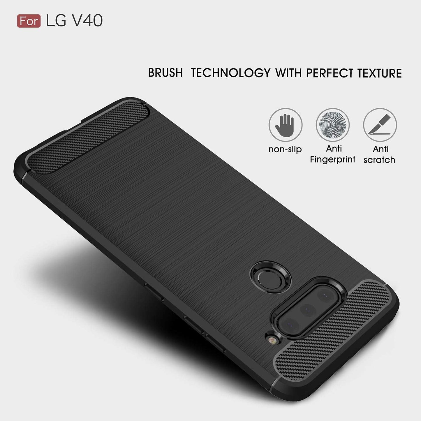 Cruzerlite Carbon Fiber Texture Case Designed for LG V40 Case Anti-Scratch Shock Absorption Compatible with LG V40 Case (Black)  Cruzerlite   
