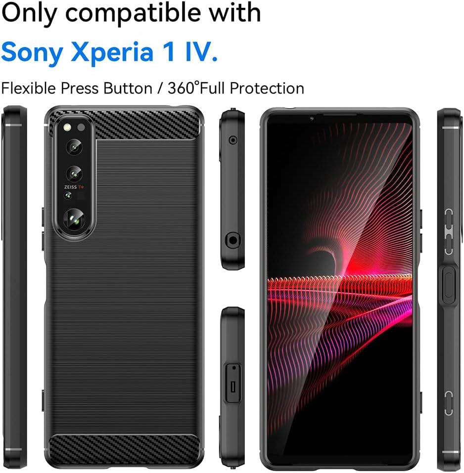 EVUNNBC for Sony Xperia 1 IV, Sony Xperia 1 IV Case Flexible TPU Shock-Absorption Military Grade Drop Protection Slim Fit Phone Cover for Sony Xperia 1 IV (Black)  LuckyMi   