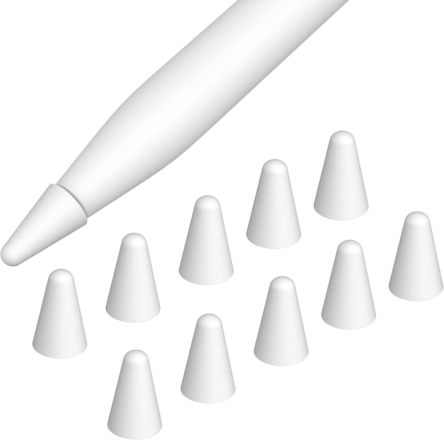 Moko [10 Pack Pencil Tips Cover Fit Ipad Pencil, Compatible with Apple Pencil 1St Gen/Pencil 2Nd Generation, Pen Nibs Cover for Drawing Writing Anti-Slip Silicone Lightweight Protective Case, Gray  MoKo White  
