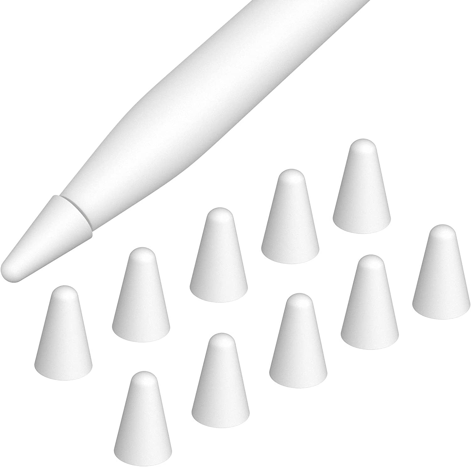 Moko [10 Pack Pencil Tips Cover Fit Ipad Pencil, Compatible with Apple Pencil 1St Gen/Pencil 2Nd Generation, Pen Nibs Cover for Drawing Writing Anti-Slip Silicone Lightweight Protective Case, Gray  MoKo White  