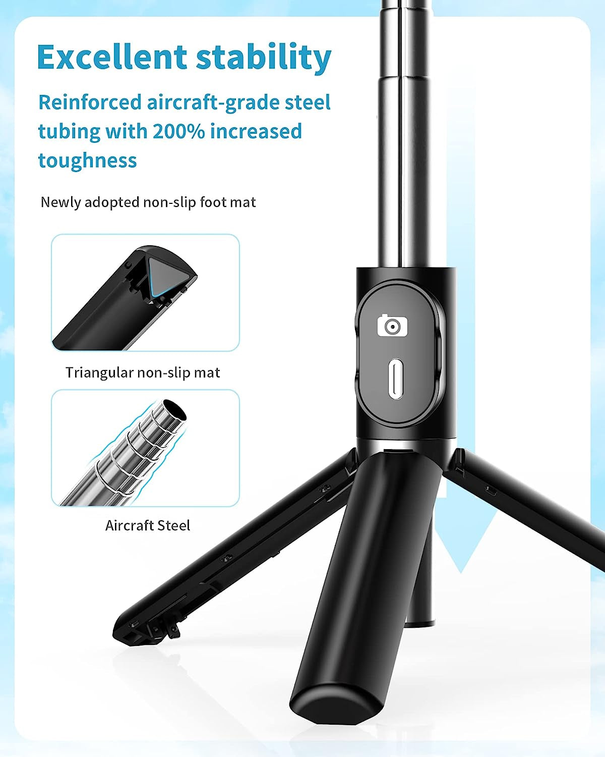 LONJADE Selfie Stick Tripod-43 Inch Extendable Selfie Stick Phone Tripod Stand with Upgraded 5.2 Wireless Remote Travel Holder Compatible with Iphone Samsung Cell Phone Video Recording (Black)  LONJADE   