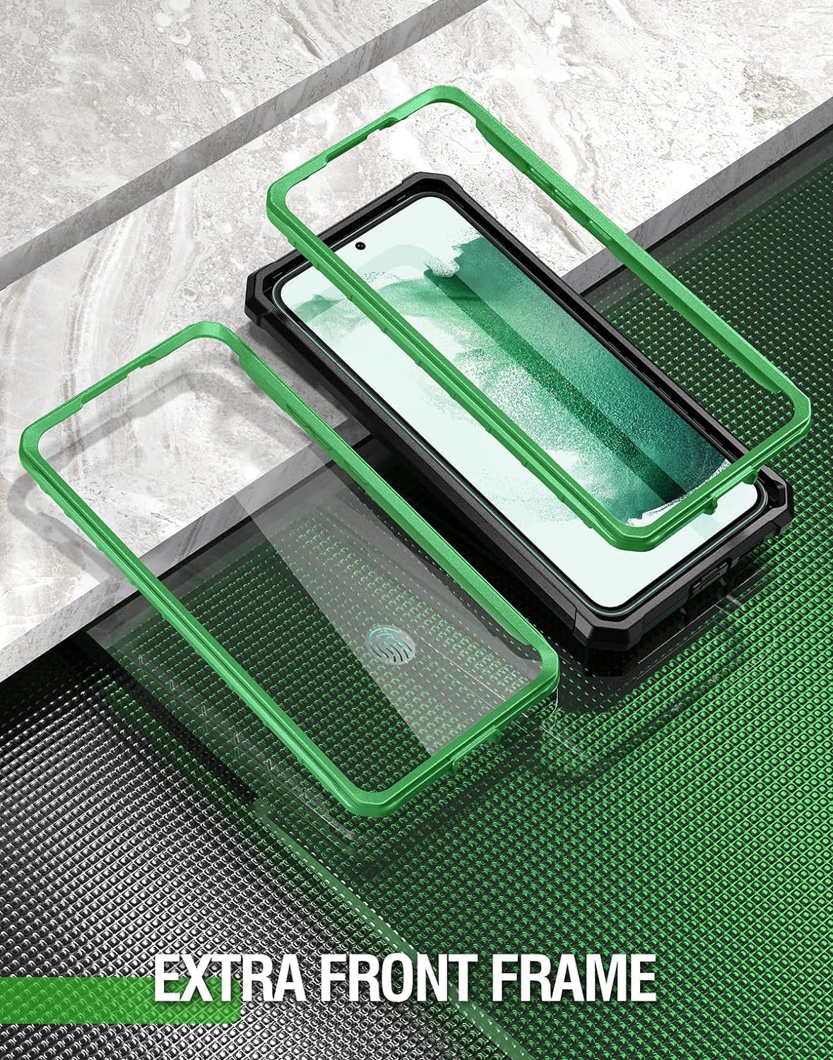 Poetic Guardian Case for Samsung Galaxy S22 5G 6.1" (2022) [6FT Mil-Grade Drop Tested], Built-In Screen Protector Work with Fingerprint ID, Full Body Rugged Shockproof Cover Case, Green/Clear  Poetic   