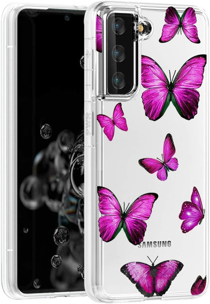 Vokuha for Galaxy S21 plus Case,Samsung S21 + Case, Cute Clear Gradient Slim Shockproof Soft Flexible TPU Back Phone Protective Cover for Samsung Galaxy S21 plus 5G (Black/Gold)  Vokuha Butterfly  