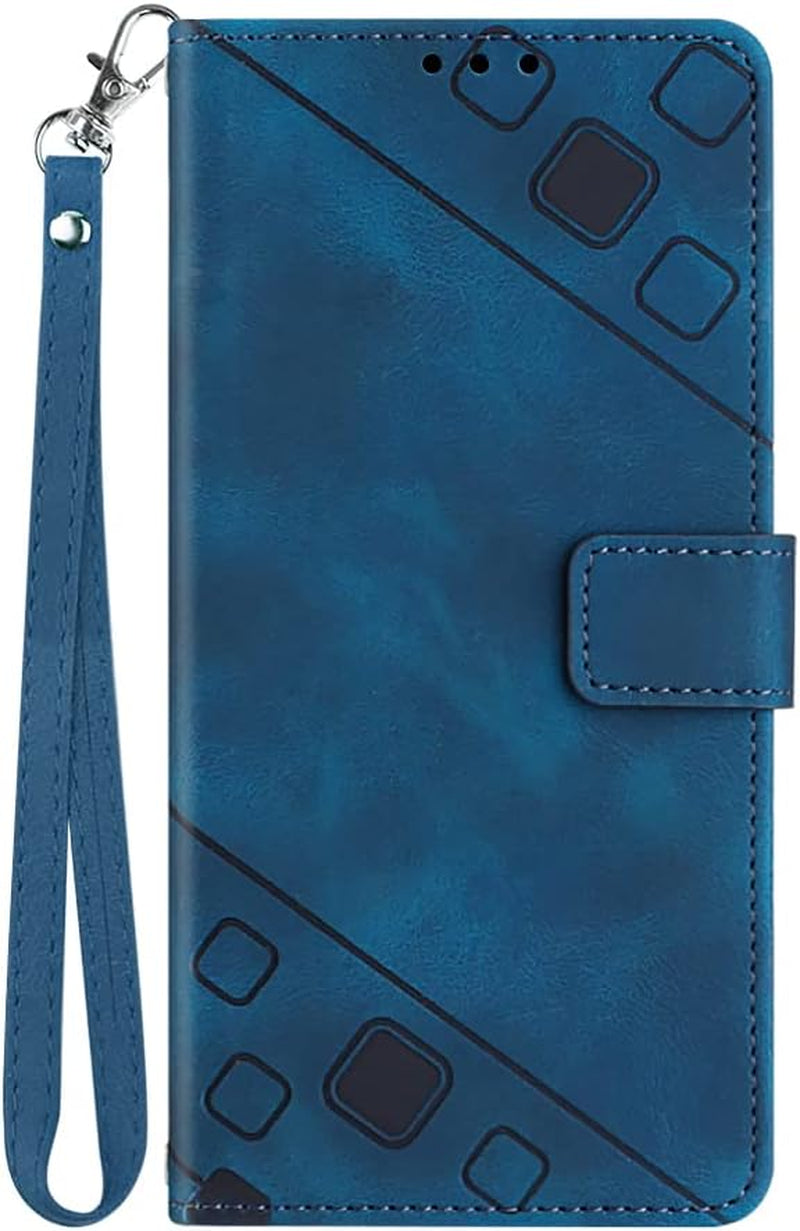 NVWA Compatible with Sony Xperia 1 V Case Wallet with Credit Card Slots Kickstand Wrist Strap and Long Lanyard Blue Leather Crossbody Protective Cover with Embossed Design  NVWA Blue With Leather Wrist Strap Moto G 5G 2022 