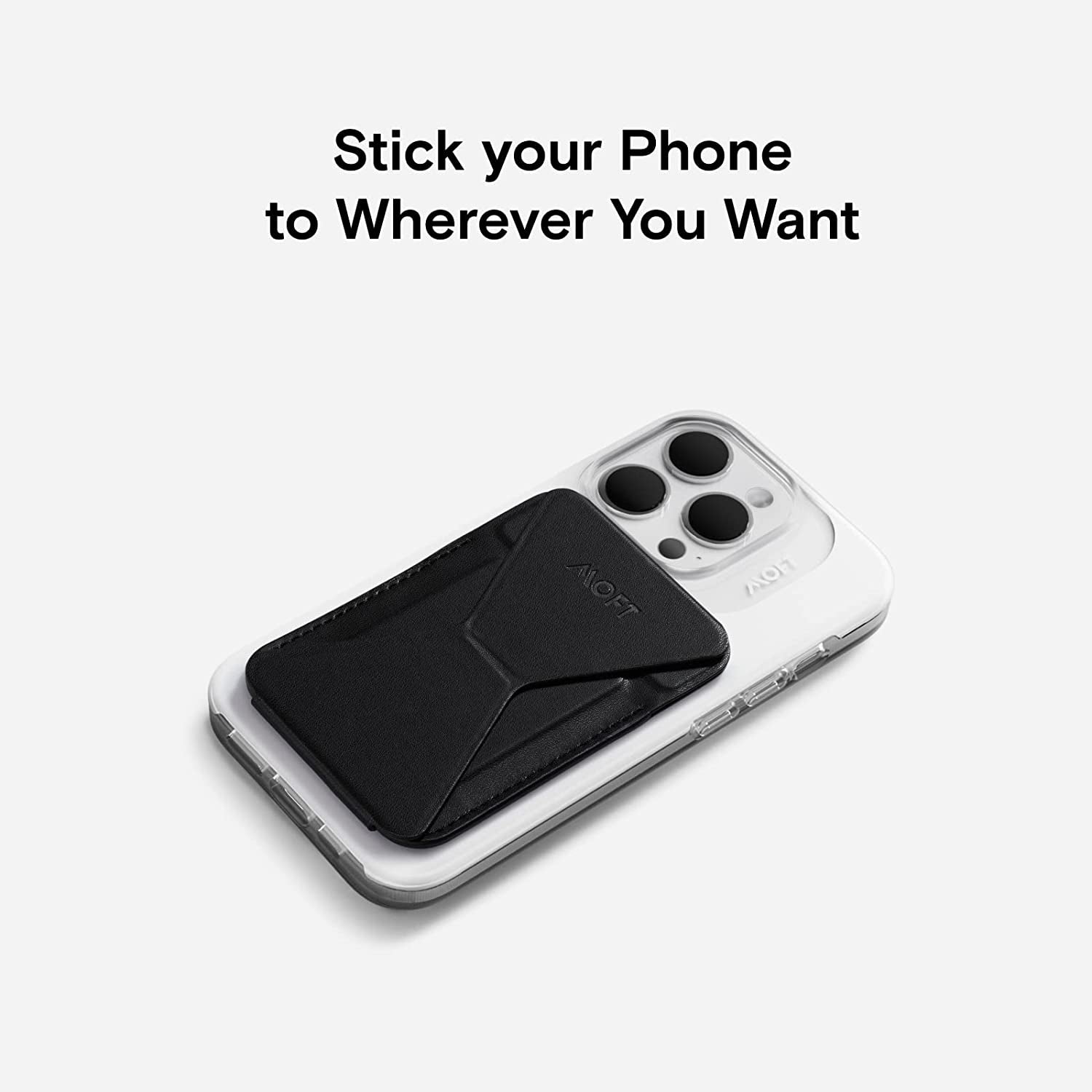 MOFT Magsafe Wallet Stand for Iphone 14/13/12 Series Magsafe Compatible Phone Stand with 3 Viewing Angles (Night Black)  MOFT   