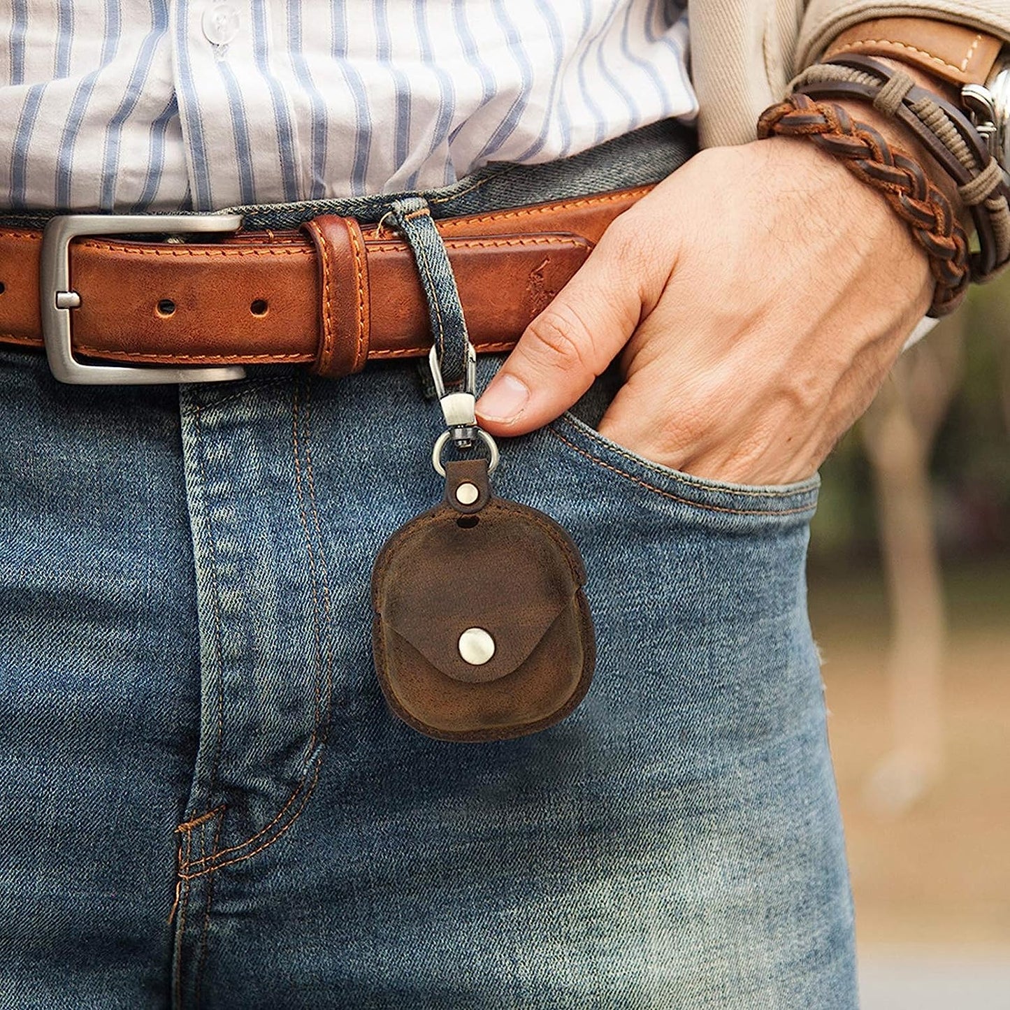 Kryfa Leather Case Compatible with Samsung Galaxy Buds 2 / Galaxy Buds Pro 2021, Galaxy Buds Live Protective Case with Keychain, Galaxy Earbuds Case Cover (Coffee)  ilmobile   