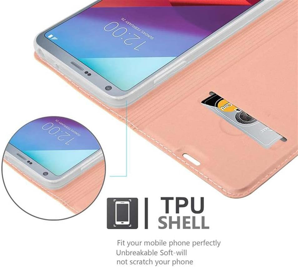 Cadorabo Book Case Compatible with LG G6 in Classy ROSÉ Gold - with Magnetic Closure, Stand Function and Card Slot - Wallet Etui Cover Pouch PU Leather Flip  Cadorabo   