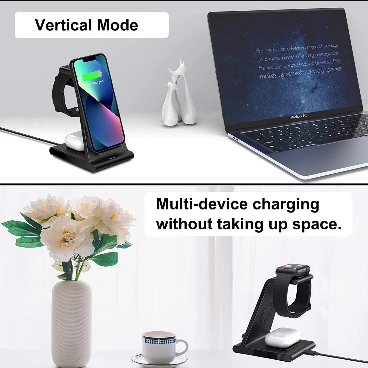 Aukvite 3 in 1 Wireless Charging Station Apple, Wireless Watch Charger Dock for Iwatch Series 8 7 6 5 4 3 2 Airpods, Phone Charger Stand Compatible with Iphone 14 Pro Max 13 12 Pro Samsung S22(Black)  Shenzhen Xuanfeng Innovations Technology Co., Ltd.   