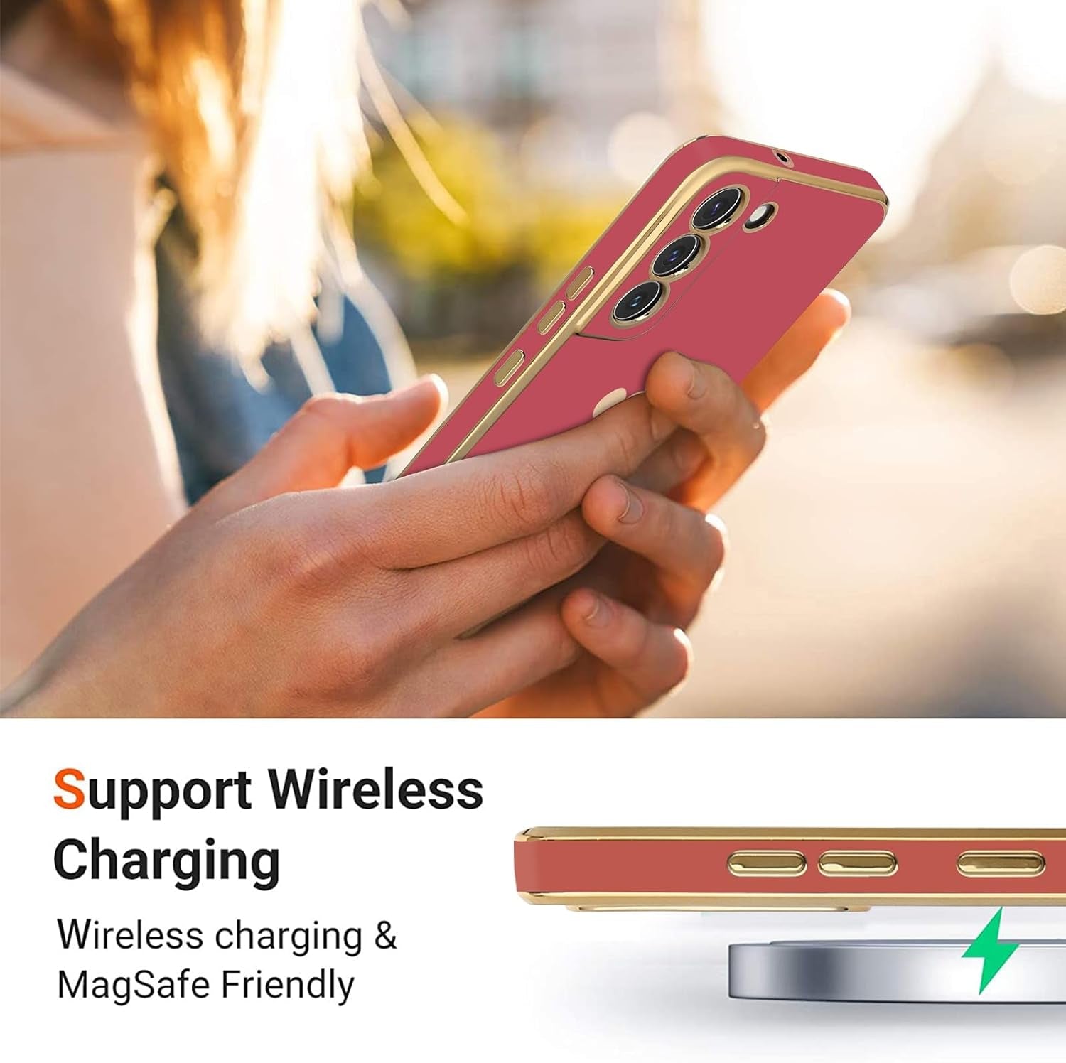 Teageo for Samsung Galaxy S22 5G Case for Women Girl Cute Love-Heart Luxury Bling Soft Back Cover Raised Full Camera Protection Bumper Silicone Shockproof Phone Case for Galaxy S22 5G, Bright Blush  janzee   