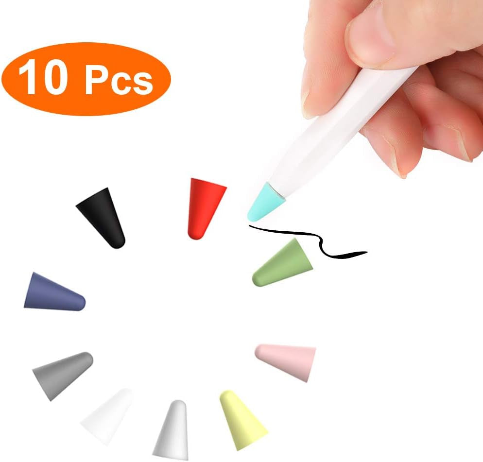 Jancalm Designed for Apple Pencil Tips Cover,(10 Colors) Premium Silicone Slim Lightweight Thin Protective Case Noiseless Drawing for Apple Pencil 1St Gen/Pencil (2Nd Generation) (10 Pcs,Box Pack)  JanCalm for Apple Pencil Tips Cover   