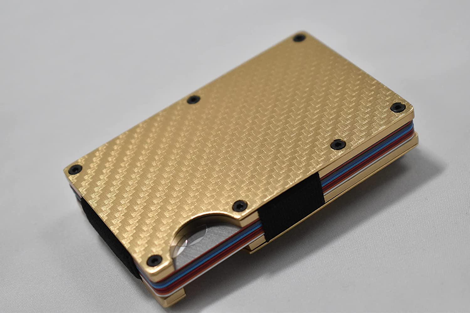Aluminum Minimalist Slim Carbon Fiber Wallet with RFID Blocking (Gold)  Infinite Evolution   