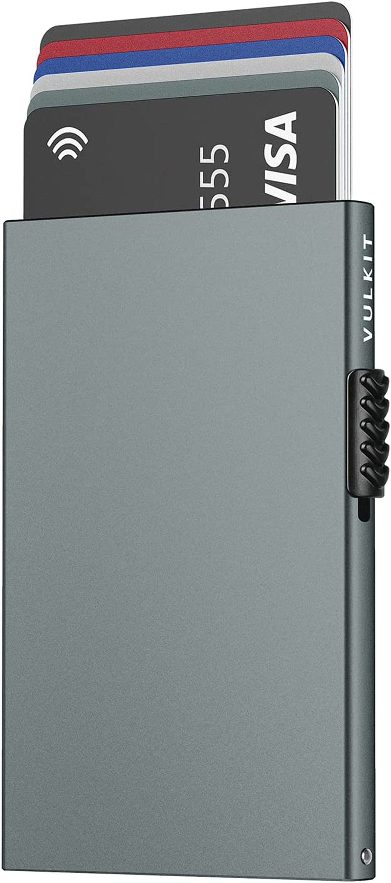 VULKIT Minimalist Credit Card Holder Pop up Cards RFID Protection Slim Metal Wallet  VULKIT Space Grey  