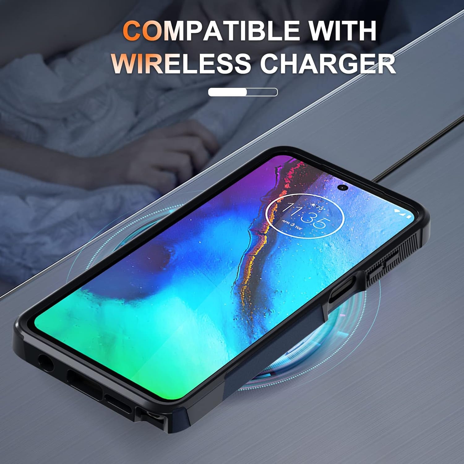 For Motorola Moto G Stylus 5G 2023 Case [Not Fit 4G or 2022 Version], Heavy Duty Rugged Shockproof Protective Phone Cover with Lanyard Strap and Tempered Glass Screen Protector,2023 Navy Blue  RMOCR   