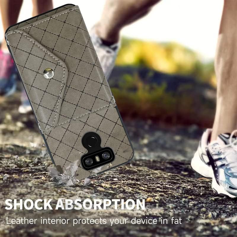 ELISORLI Compatible with LG G6 Wallet Cover with Crossbody Shoulder Strap Stand Leather Credit Card Holder Lanyard Phone Cover for LGG6 Thinq LG6 Thin Q G 6 plus G6+ 6G VS988 H872 Women Girl Grey  ELISORLI   