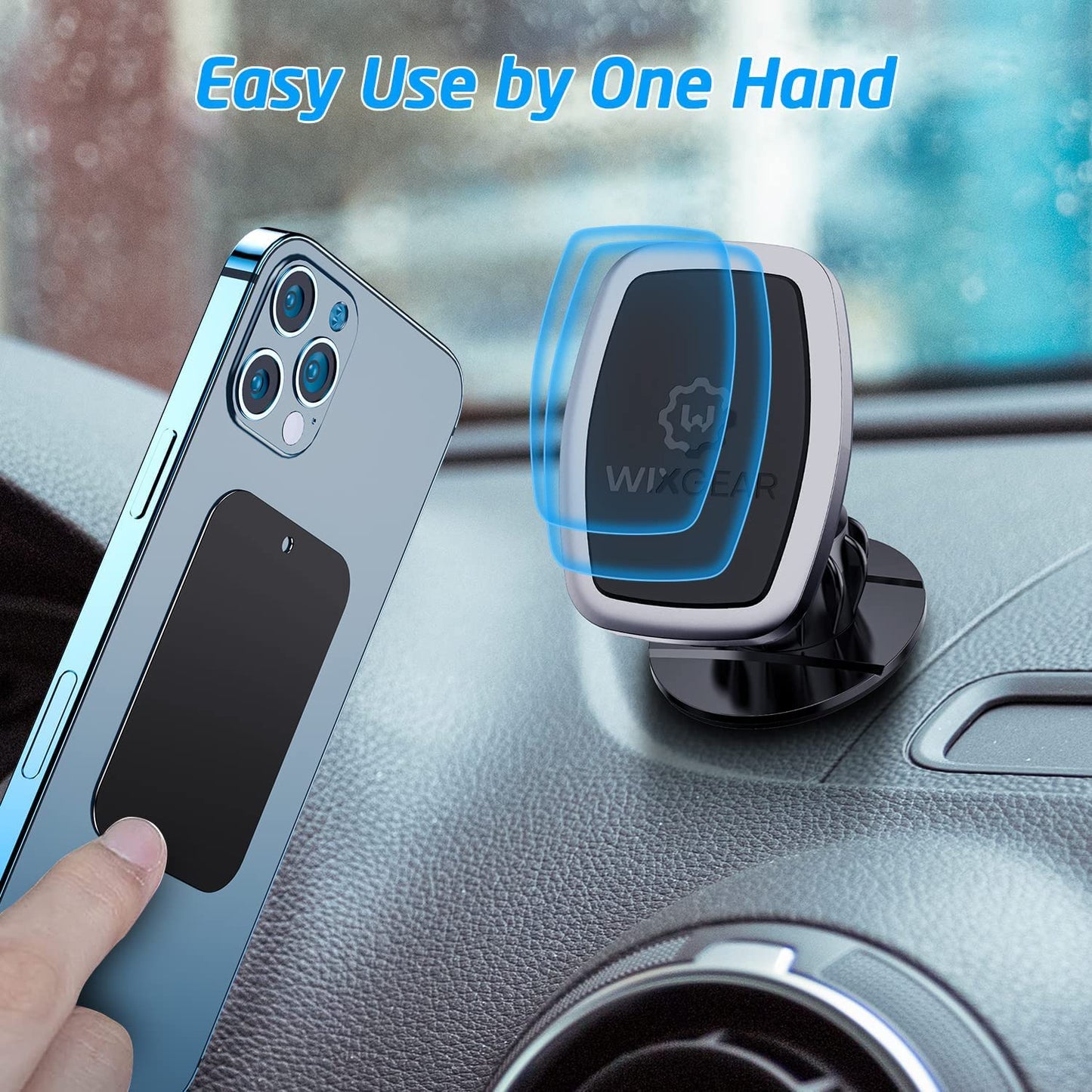 Wixgear Universal Stick on Swivel Mount (2 Pack) Dashboard Magnetic Phone Holder for Car, Phone Mount for Car for Cell Phones and Mini Tablets with Fast Swift-Snap (New Upgraded Mount)  WixGear   