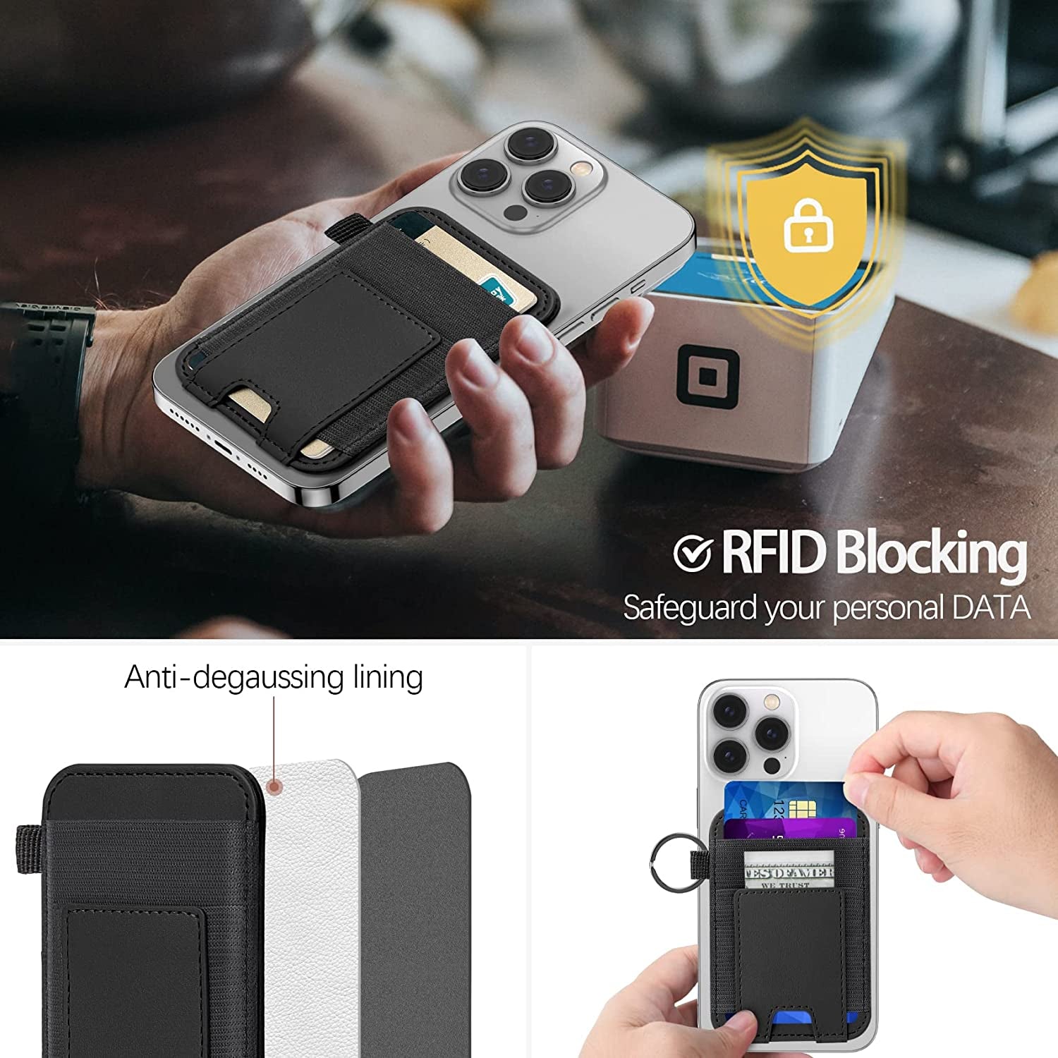 Magnetic Card Wallet Holder for Apple Magsafe, Magsafe Wallet for Iphone 14 Iphone 13 Iphone 12 Magsafe Leather Wallet, Magnetic Card Holder for Back of Iphone 14/13/ 12 Series, Fit 7 Cards, Black  ExtreLife   