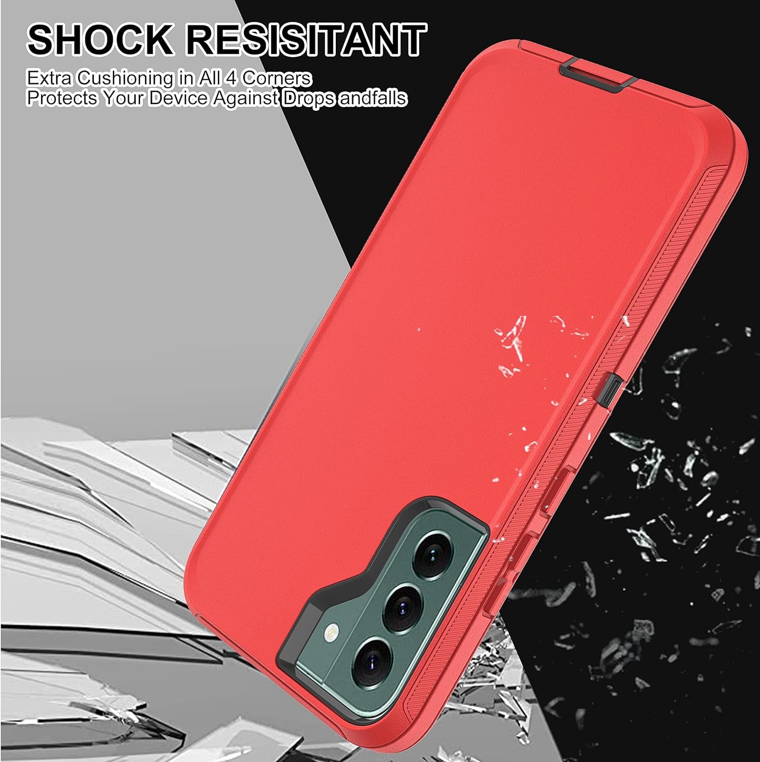 HONG-AMY for S22 plus Case, Samsung Galaxy S22 plus Case with Self Healing Flexible TPU Screen Protector [2 Pack], 3 in 1 Full Body Shockproof Heavy Duty Case for Galaxy S22 plus 5G (Red/Black)  HONG-AMY   
