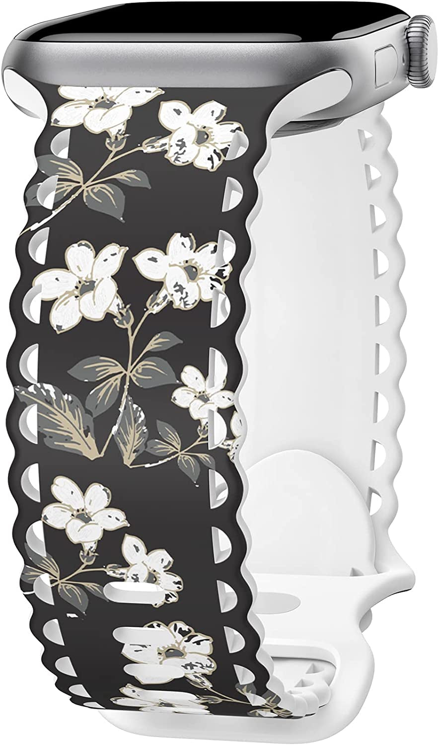 Upfurmach Compatible with Apple Watch Band 41Mm 40Mm 38Mm 49Mm 45Mm 44Mm 42Mm Women Girl, Rose Floral Print Lace Hollow-Out Soft Silicone Sport Bands for Iwatch Ultra SE Series 8 7 6 5 4 3 2 1, Rosb-38  UpfurMach B-Pure Floscule 41mm/40mm/38mm 