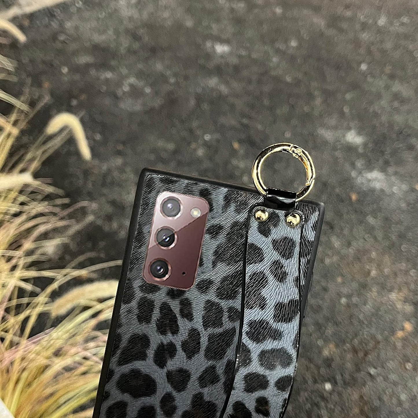 For Galaxy Note 20, Leopard Print Pattern Luxury Design with Hand Strap Kickstand Stylish Leather Back Soft Slim Phone Cover Protective Trunk Case for Samsung Galaxy Note20 5G 2020 6.7-Inch  AYABUCO   