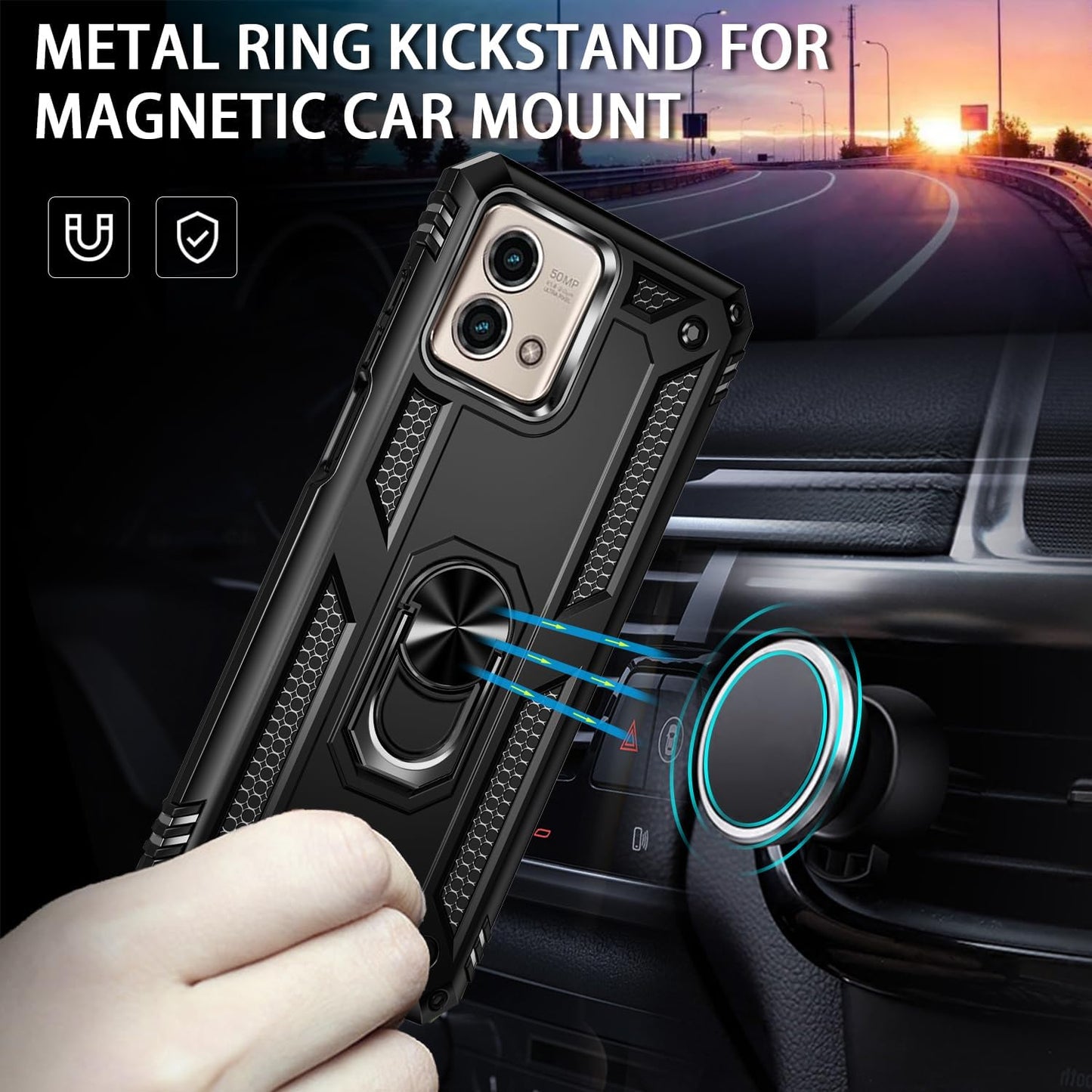 For Motorola Moto G Stylus 5G 2023 Case with 2 Pcs Tempered Glass Screen Protector, [Military-Grade] Rugged Heavy Duty Shockproof Phone Case Cover with Kickstand for Moto G Stylus 5G 2023, Black  Steuscey   