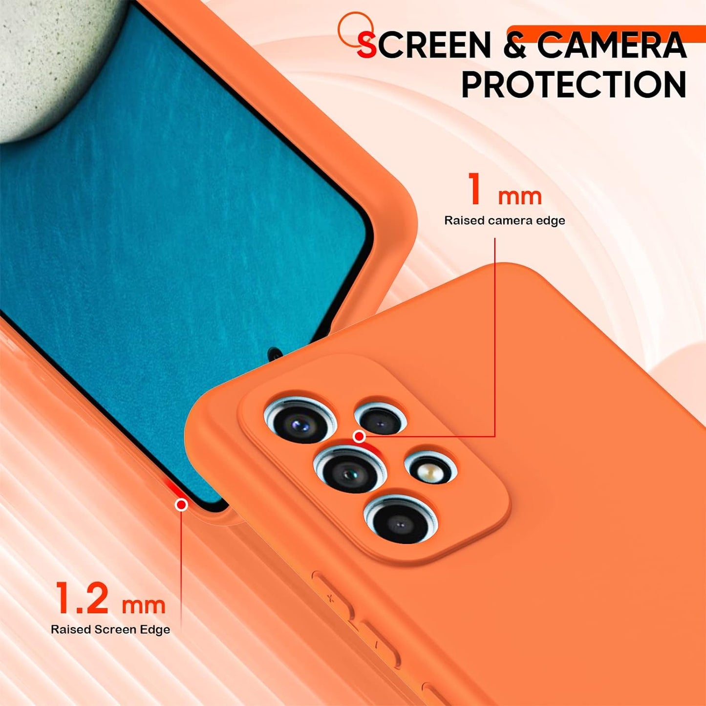Leyi for Galaxy A53 Case, Case for Galaxy A53 5G with [2 Pack] Tempered Glass Screen Protector, Liquid Silicone Soft Microfiber Liner Cover Phone Case Samsung A53 5G, Orange  LeYi   