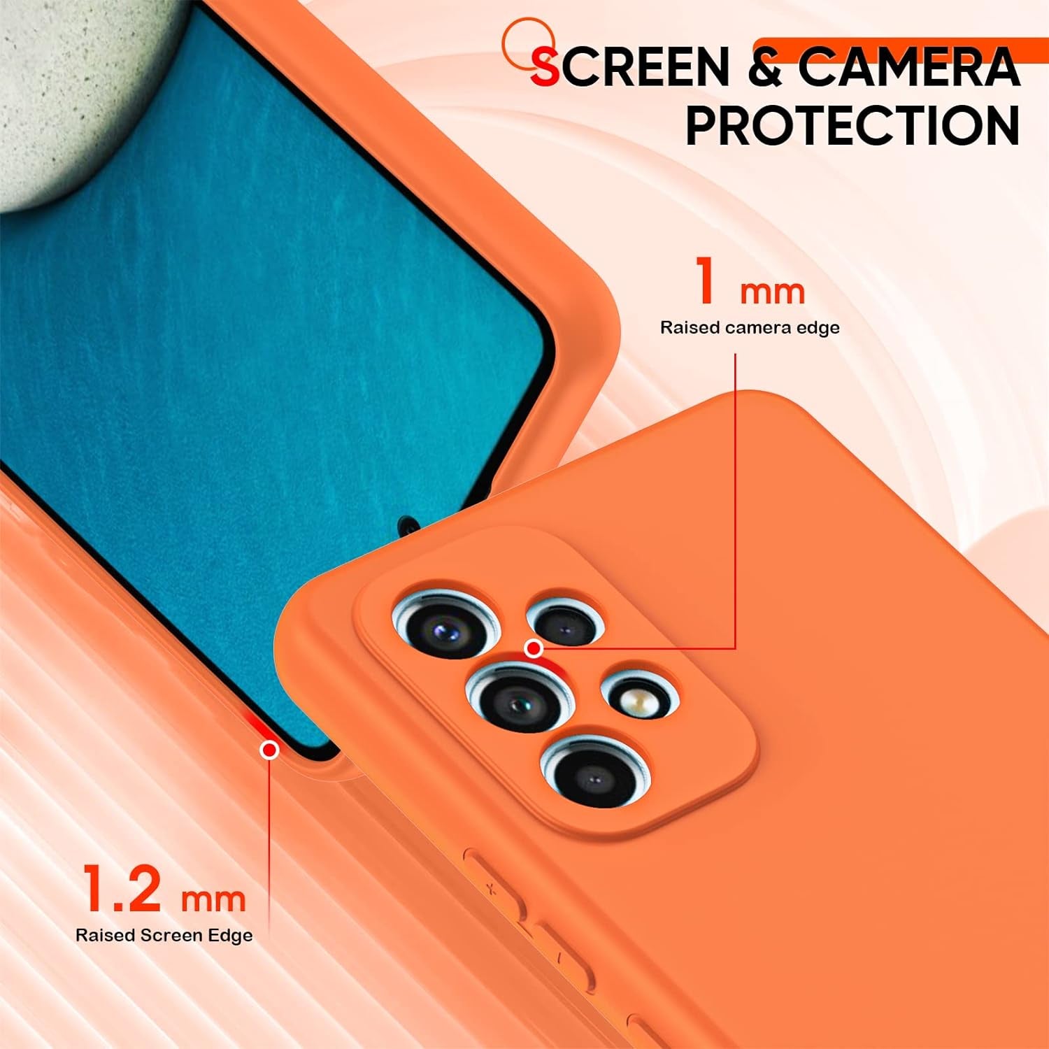 Leyi for Galaxy A53 Case, Case for Galaxy A53 5G with [2 Pack] Tempered Glass Screen Protector, Liquid Silicone Soft Microfiber Liner Cover Phone Case Samsung A53 5G, Orange  LeYi   