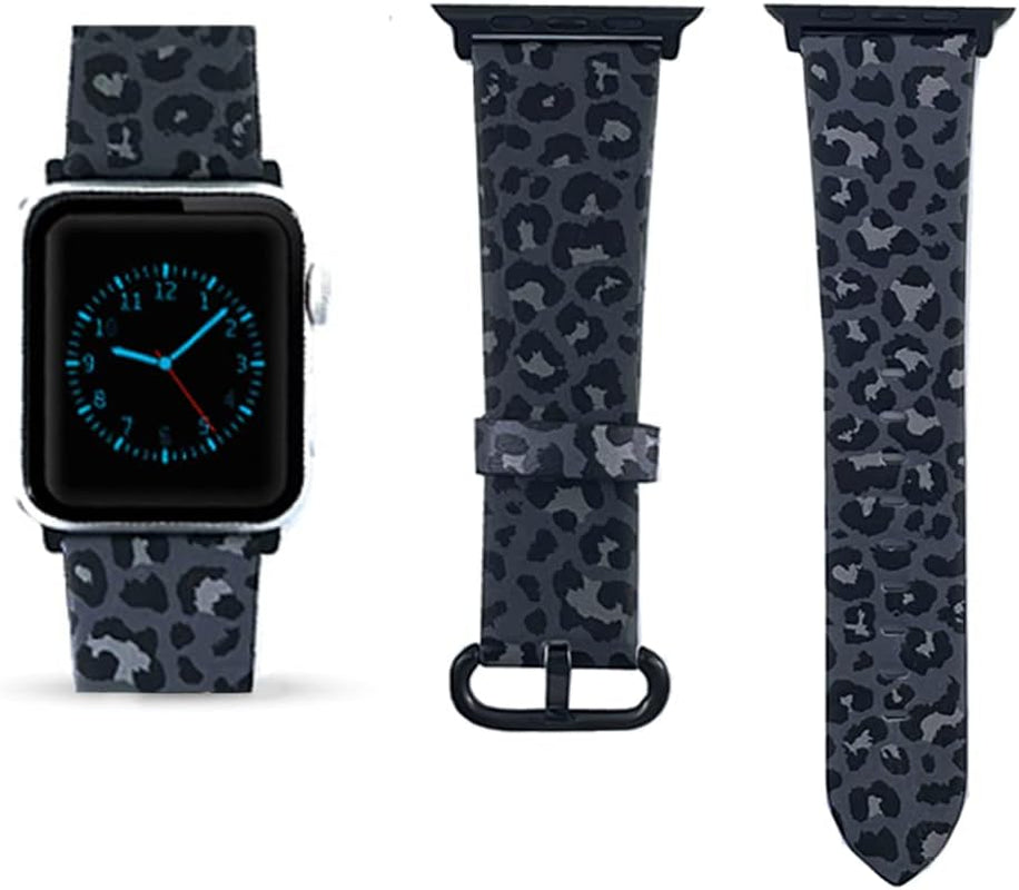 White Marble Replacement Band Compatible for Iwatch 42Mm/44Mm Pastel Bay Wrist Band PU Leather Strap Compatible for Apple Watch Smartwatch Series 8 7 6 5 4 3 2 1 SE Version  Pastel Bay Grey Leopard 38mm/40mm 