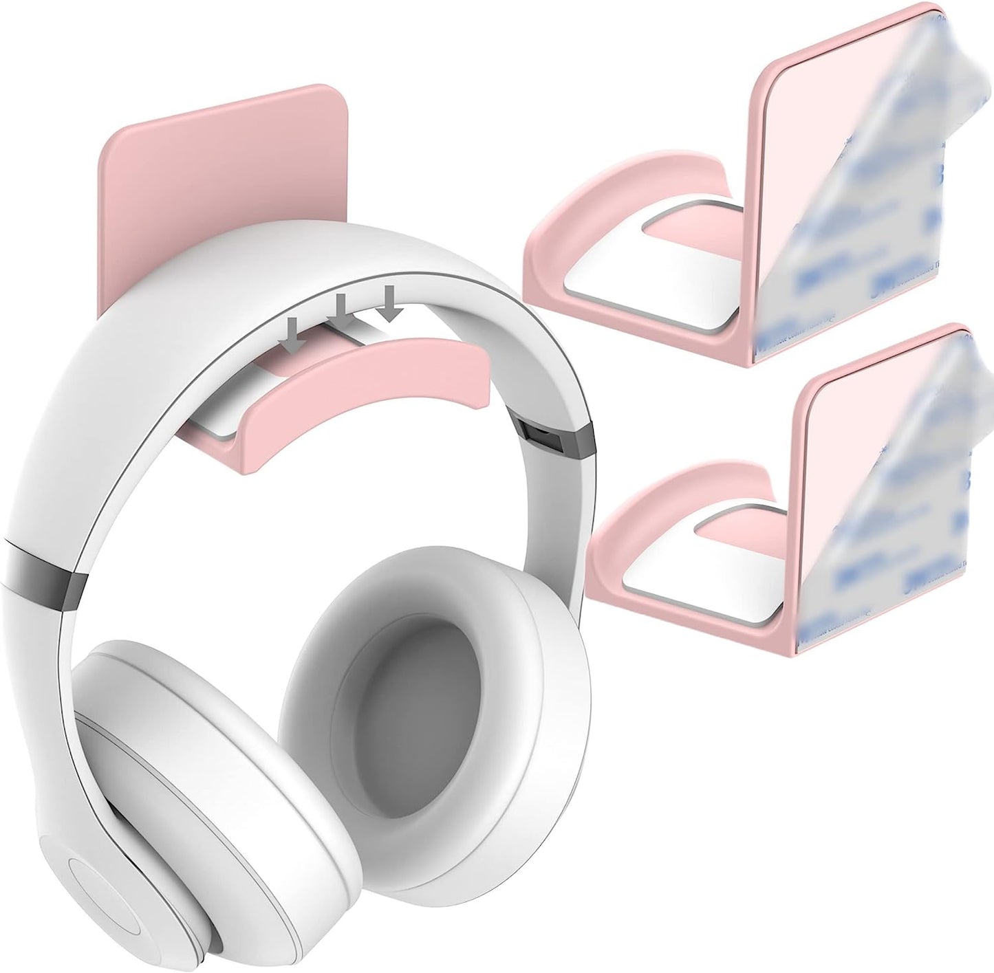 Homemount Headphone Stand Headset Holder - Adhesive Gaming Headphone Hanger Hook Desk Mount for Most Headphone & Controller (Black)  HomeMount Pink-2Pack  