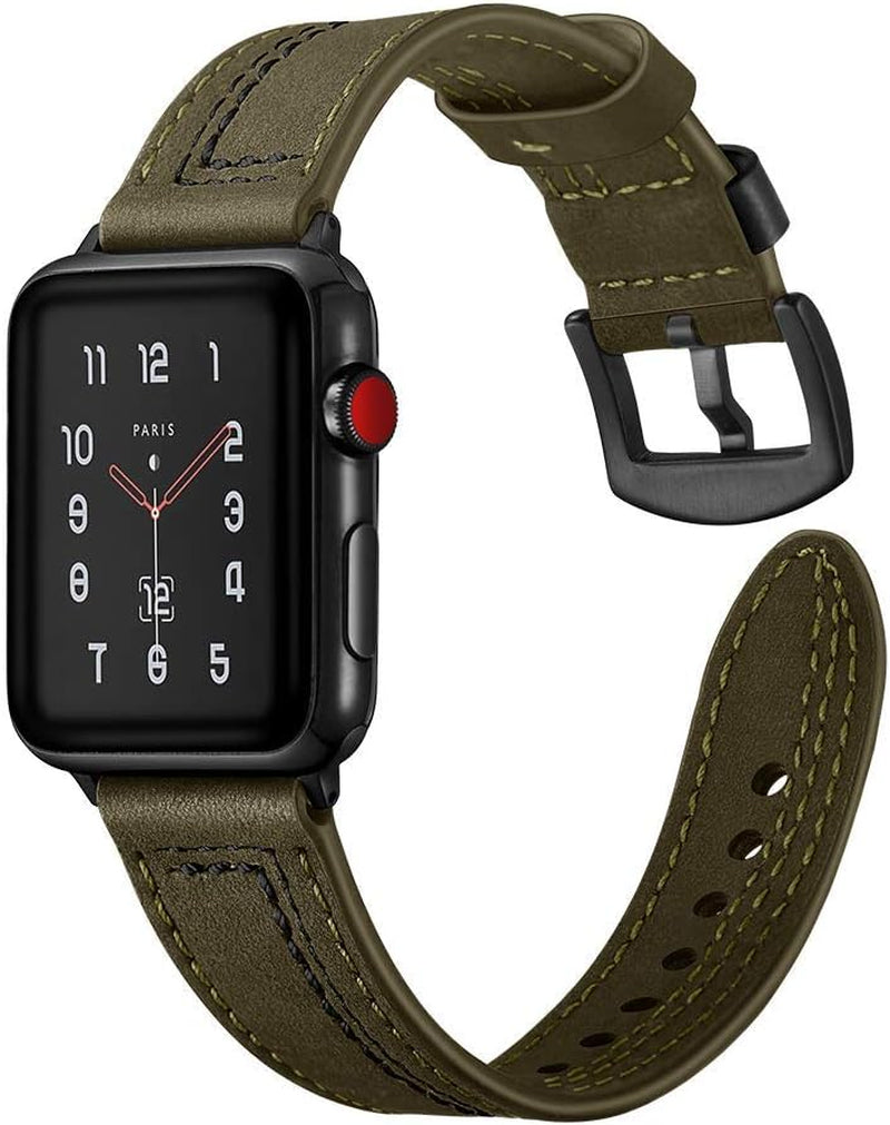 Compatible for Apple Watch 42Mm 44Mm 45Mm Leather Band Sport Replacement Strap for Iwatch Series 7 6 SE 5 4 3  Lerxiuer   